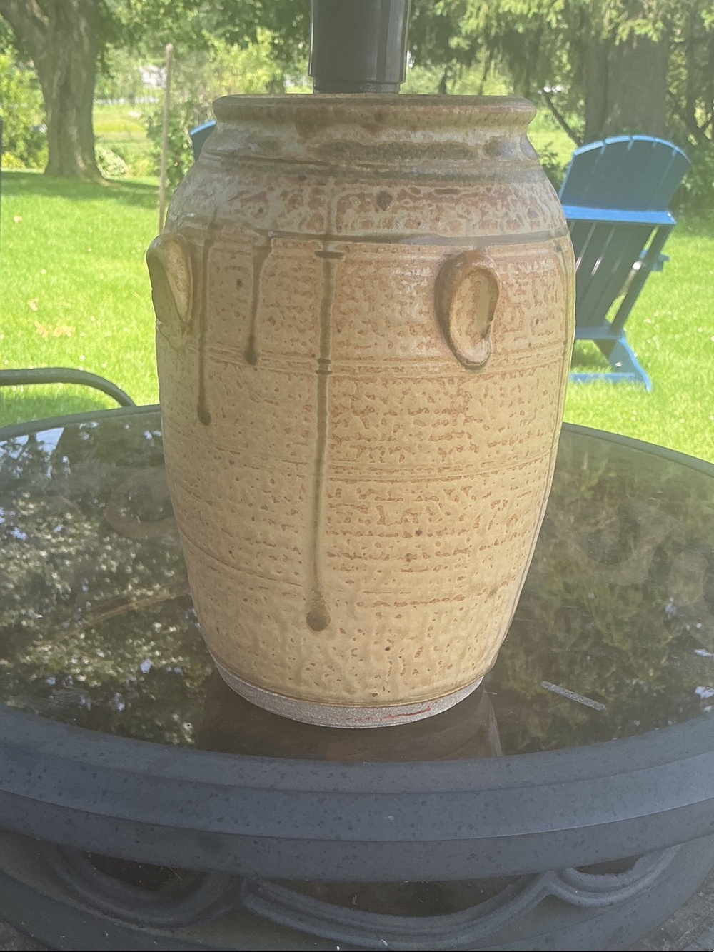 Handcrafted Pottery Vase - Cream Drip Glaze in good condition